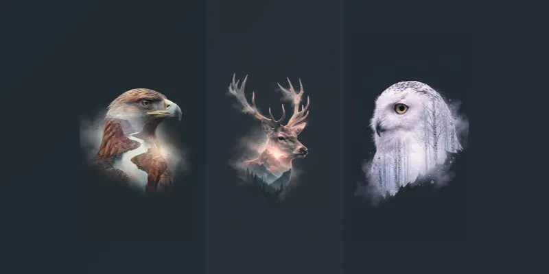 Moody Double Exposure Wildlife Portraits