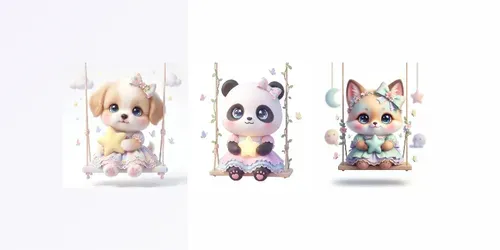 Ultracute Pastel Kawaii Swing Babies generated by gemini-image