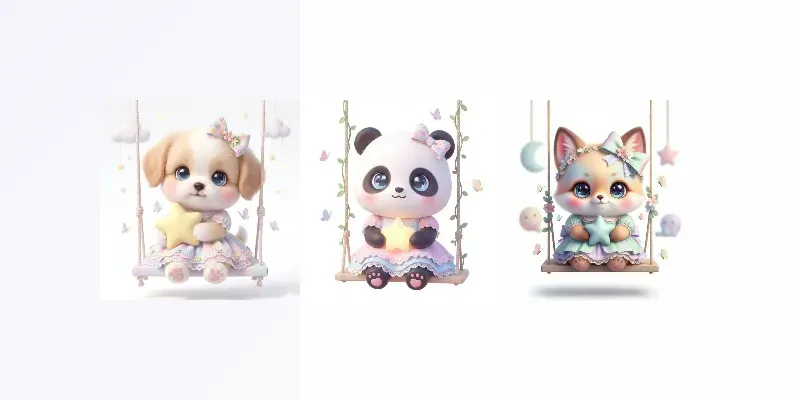 Ultracute Pastel Kawaii Swing Babies generated by undefined