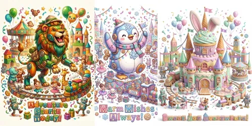 Fantasy Toy Kingdom Cards generated by gemini-image
