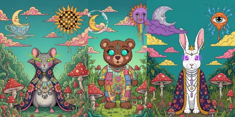 Psychedelic Mystic Animal Worlds generated by undefined