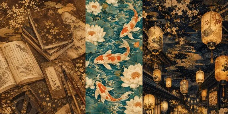 Vintage Refined Vivid Kimono Patterns generated by undefined