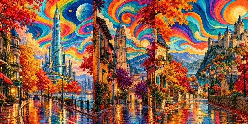 Psychedelic Autumn Cityscapes