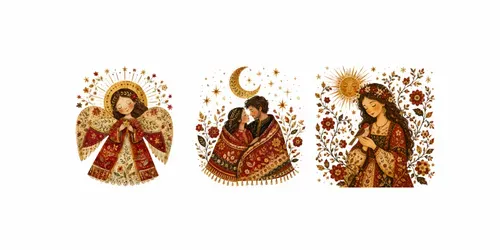 Folkloric Celestial Collage Cliparts generated by chatgpt-image
