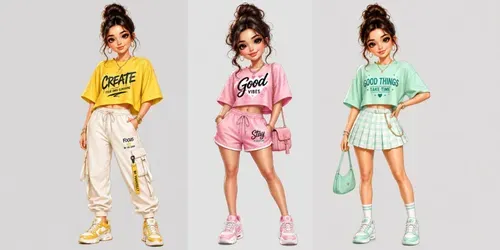 Cute Fashion Character Tshirts generated by chatgpt-image