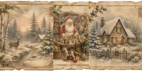 Christmas Watercolor Postcard Ephemera generated by chatgpt-image