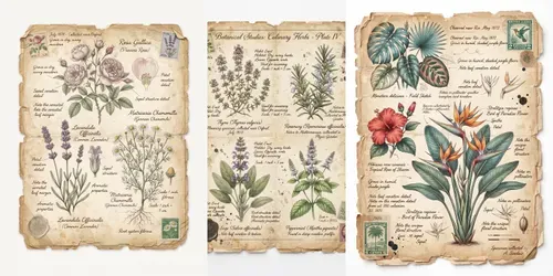 Vintage Botanical Junk Journal Pages generated by gemini-image