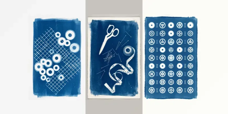 Cyanotype Sun Print Photogram Art generated by undefined