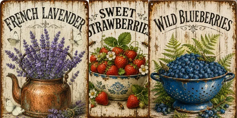 Vintage Farmhouse Tin Sign Art generated by undefined