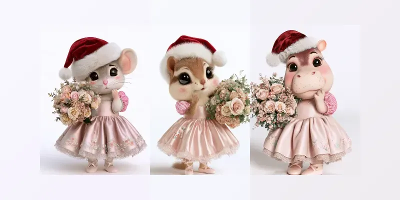 Pastel Christmas Animal Character