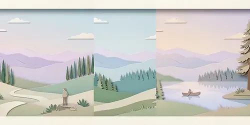 Minimalist Cut Paper Landscapes generated by gemini-image