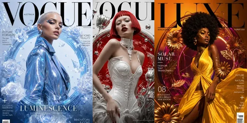 Surreal Cyber Flora Magazine Covers generated by undefined