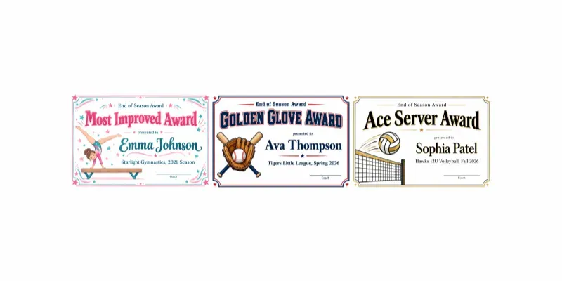 Youth Sports End Of Season Awards