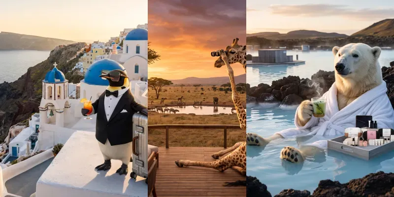 Funny Animal Travel Ads generated by undefined