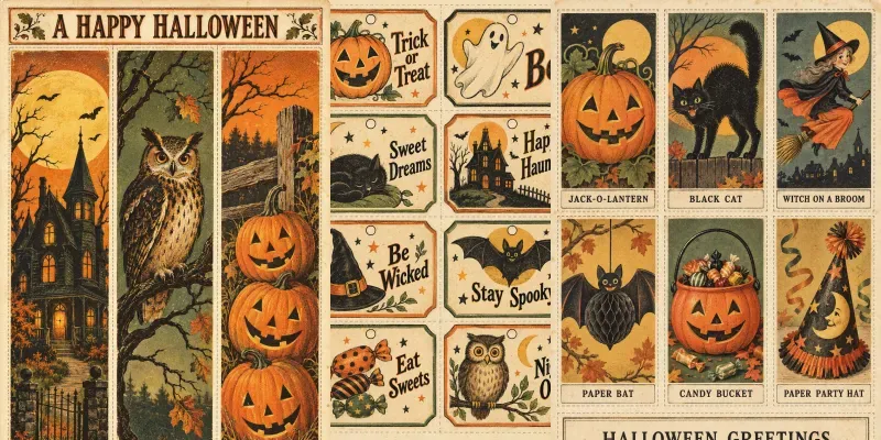 Vintage Halloween Ephemera Sheets generated by undefined