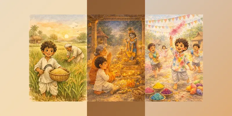 Indian Village Boy Illustration50 Packs generated by undefined