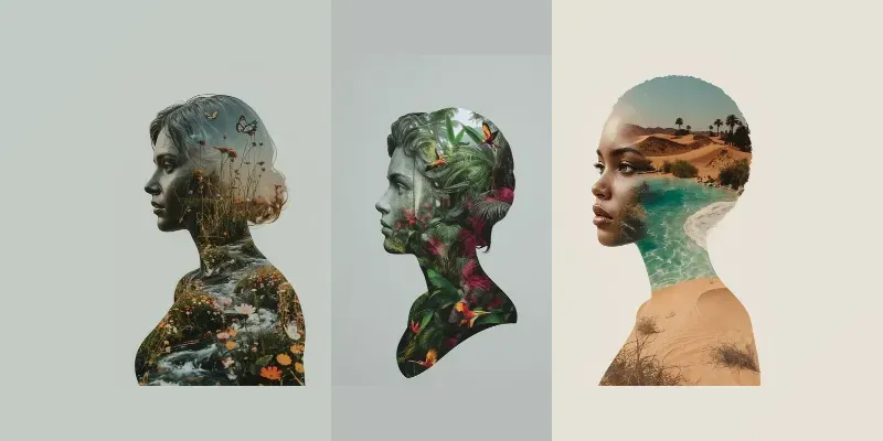 Floral Mind Double Exposure Art generated by undefined