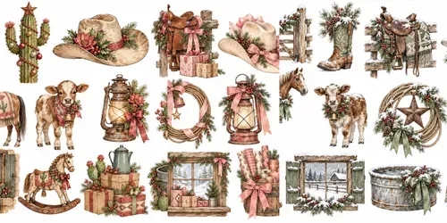 Cowboy Christmas Clipart Sets generated by chatgpt-image