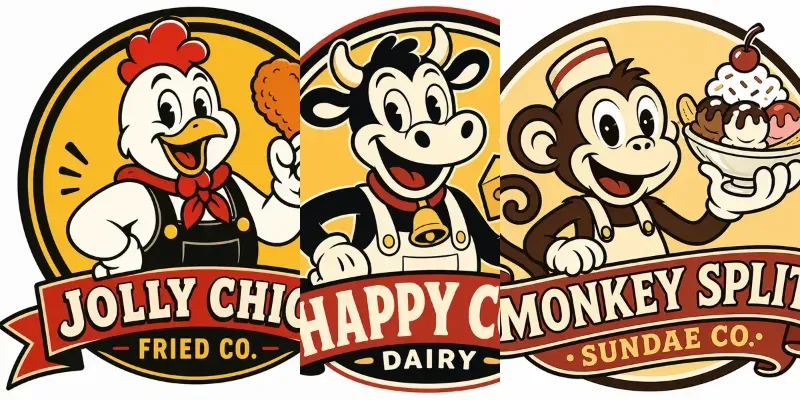 Vintage Rubber Hose Cartoon Mascot Logos generated by undefined
