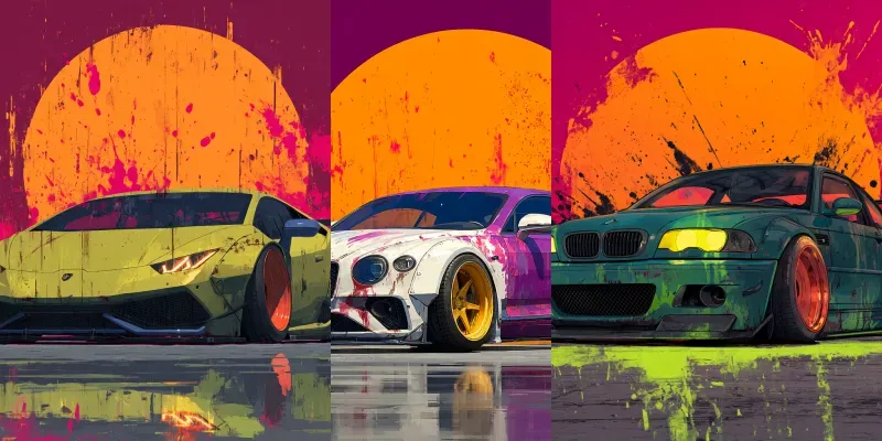 Jdm Sunset Street Art Car Print Packs generated by undefined