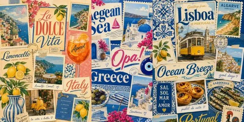 Retro Summer Travel Collage Boards generated by undefined