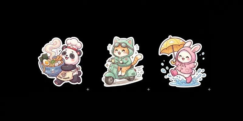 Cute Chibi Style Animal Stickers generated by undefined