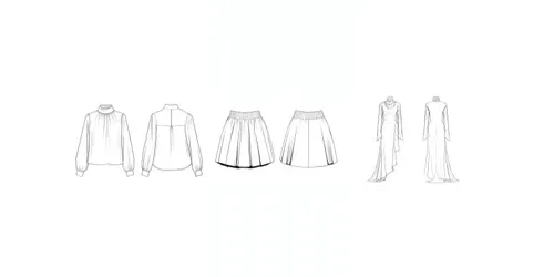 Fashion Technical Flat Garment Sketches generated by midjourney