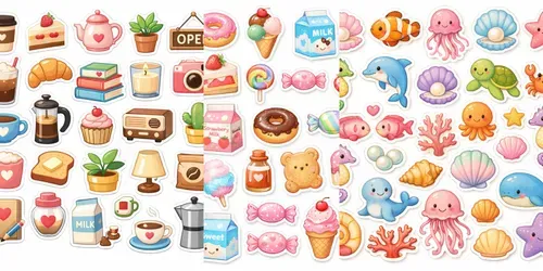 Aesthetic Mini Object Sticker Sheets generated by chatgpt-image
