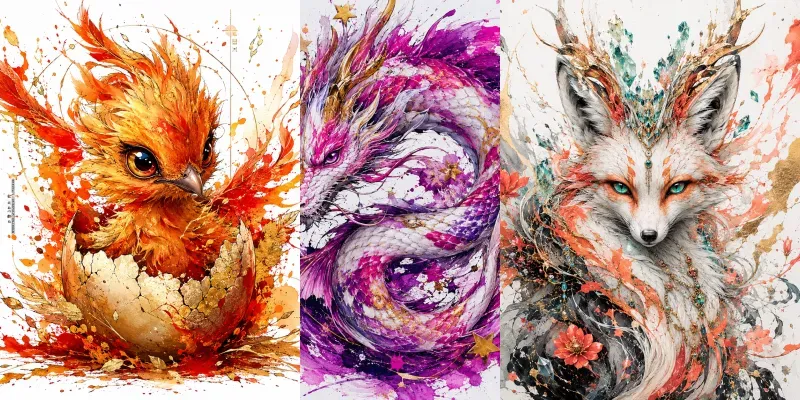 Fantasy Ink Splash Portraits generated by undefined