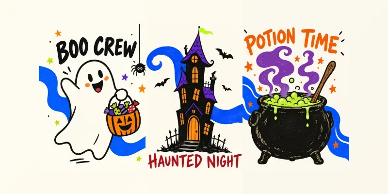 Halloween Editorial Doodle Posters generated by undefined