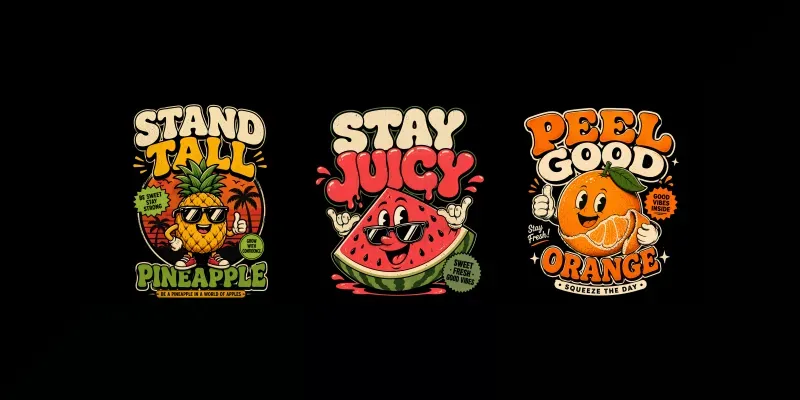 Retro Fruit Pun Tshirt Graphic Bundles X generated by undefined