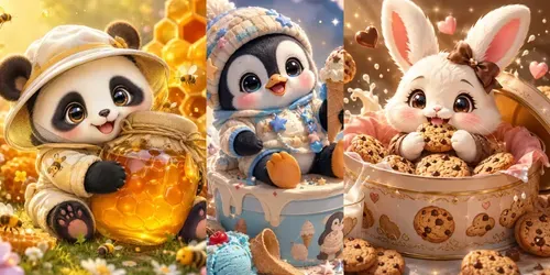 Cute Chibi Mascot Dessert Dream Art Sets generated by chatgpt-image