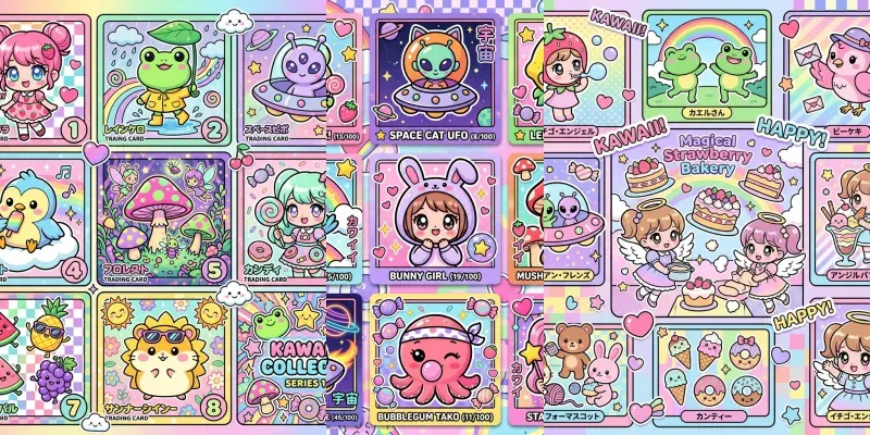 Retro Kawaii Card Collages generated by undefined