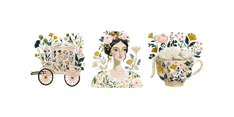 Romantic Cottagecore Soft Pastel Clipart generated by undefined