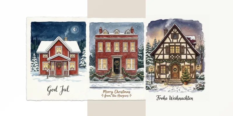 Christmas Watercolor House Portraits