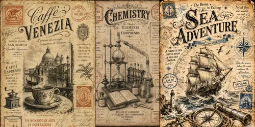 Antique Lithograph Collages generated by chatgpt-image