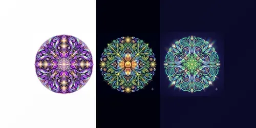 Neon Magical Bean Kaleidoscope Emblems generated by gemini-image