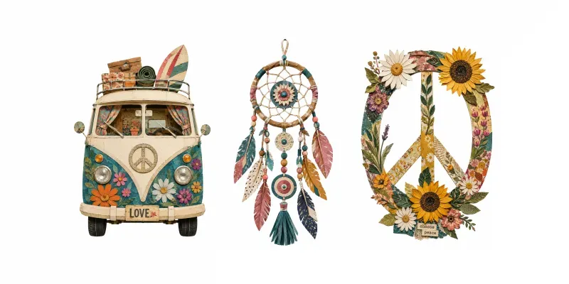 Boho Paper Collage Cutouts generated by undefined