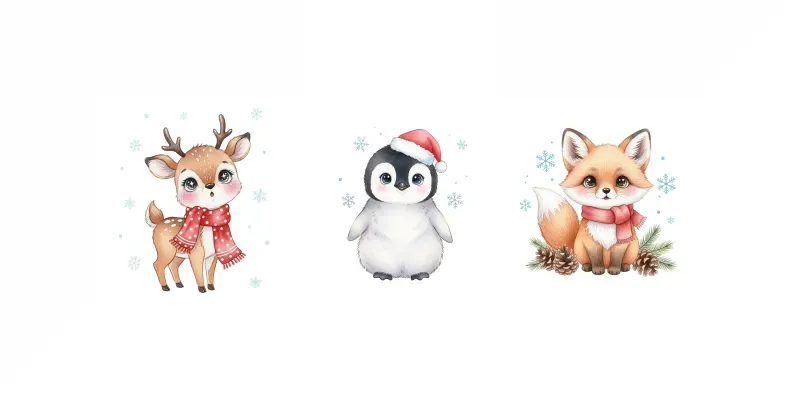 Cute Christmas Watercolor Clip Art generated by undefined