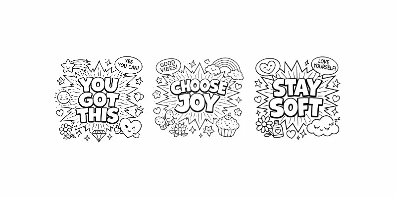 Pop Art Self Care Coloring Pages generated by undefined