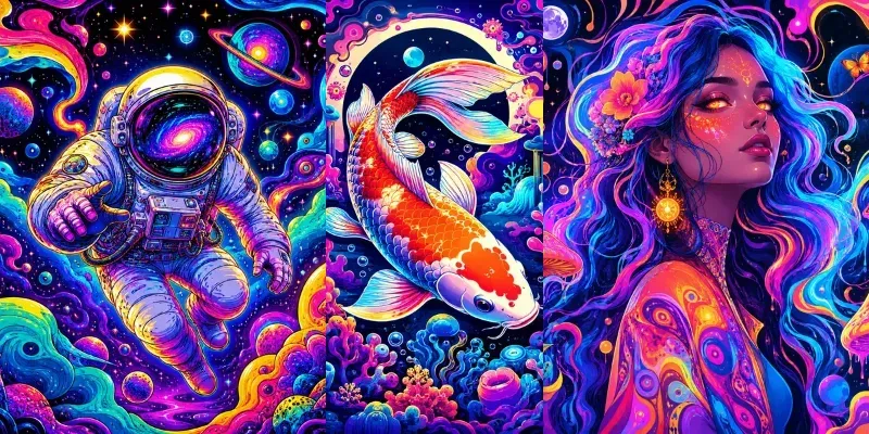 Neon Psychedelic Pop Art Creatures generated by undefined