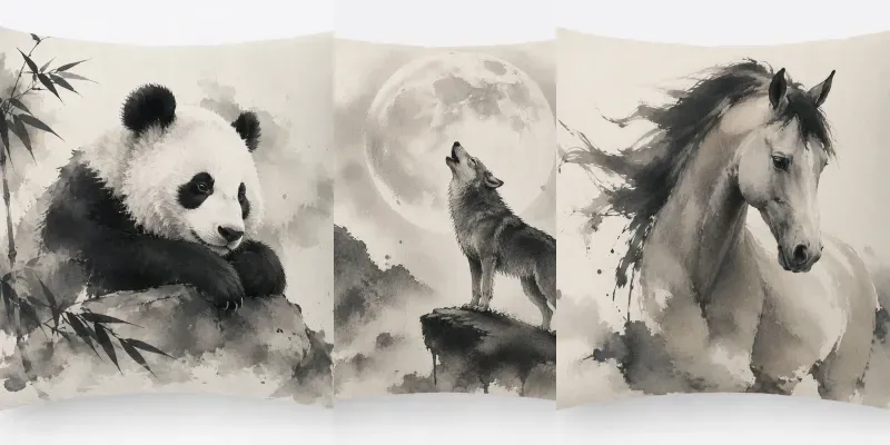Ink Wash Pillow Design Generator generated by undefined