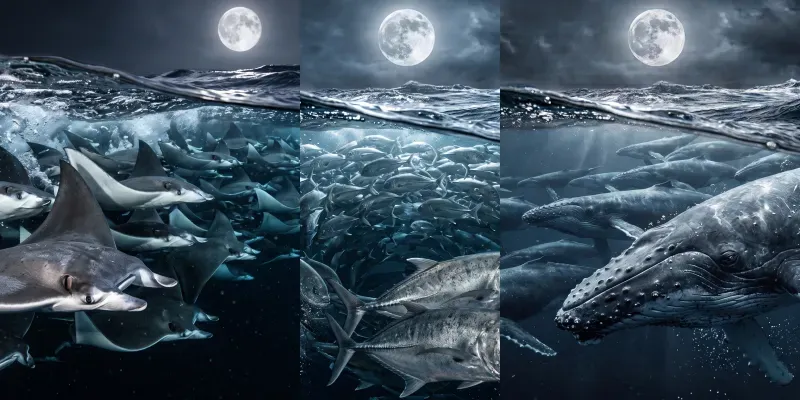 Underwater Creatures In The Moonlight generated by undefined