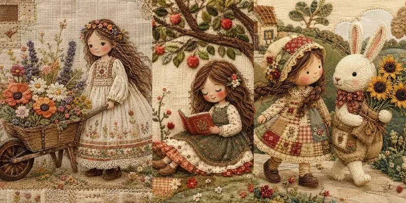 Handcrafted Textile Storybook Art generated by undefined