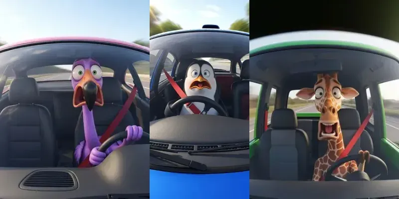 Funny Fisheye Cartoon Shocked Animals generated by undefined