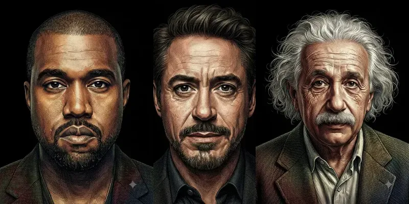 Hyperreal Digital Engraving Portraits