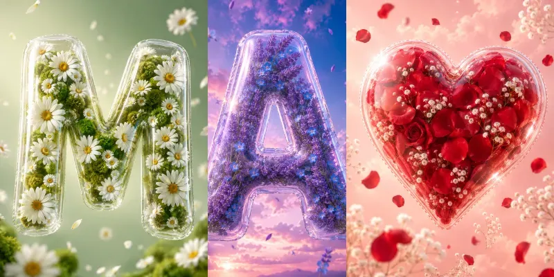 3D Inflatable Floral Typographies generated by undefined