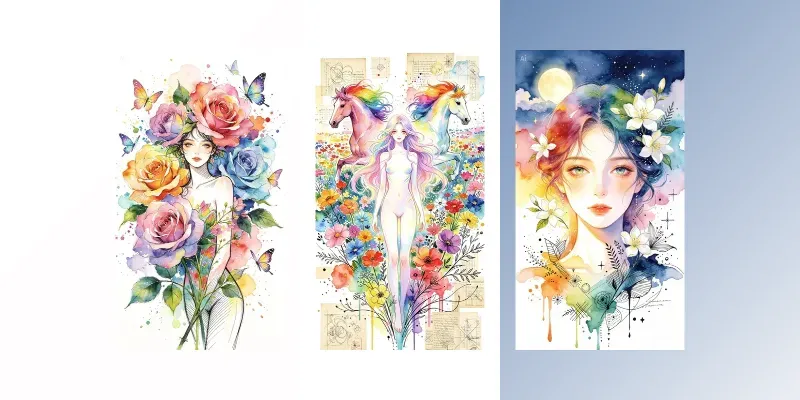 Ethereal Fantasy Watercolor Portraits generated by undefined