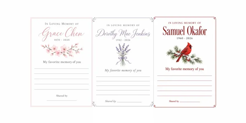 Celebration Of Life Memory Cards