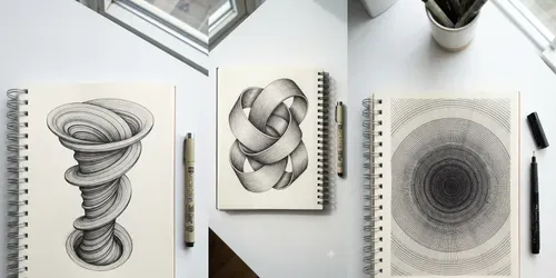3D Optical Illusion Line Art Sketches generated by gemini-image